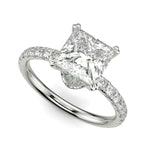 Load image into Gallery viewer, Sylvie Princess Cut Pave Hidden Halo 4 Prong Claw Set Engagement Ring Setting - Nivetta
