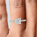 Load image into Gallery viewer, Sylvie Princess Cut Pave Hidden Halo 4 Prong Claw Set Engagement Ring Setting - Nivetta

