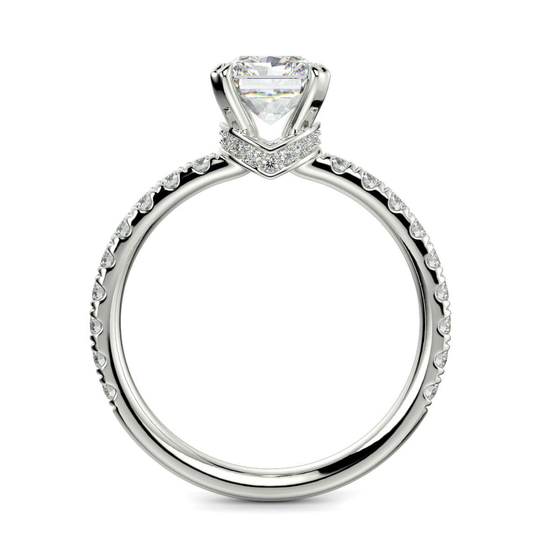 Sylvie Radiant Cut Pave Hidden Halo 4 Prong Claw Set Engagement Ring Setting - Nivetta