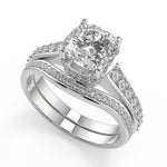 Load image into Gallery viewer, Tara Pave 4 Prong Crown Basket Cushion Cut Diamond Ring - Nivetta
