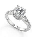 Load image into Gallery viewer, Tara Pave 4 Prong Crown Basket Cushion Cut Diamond Ring - Nivetta
