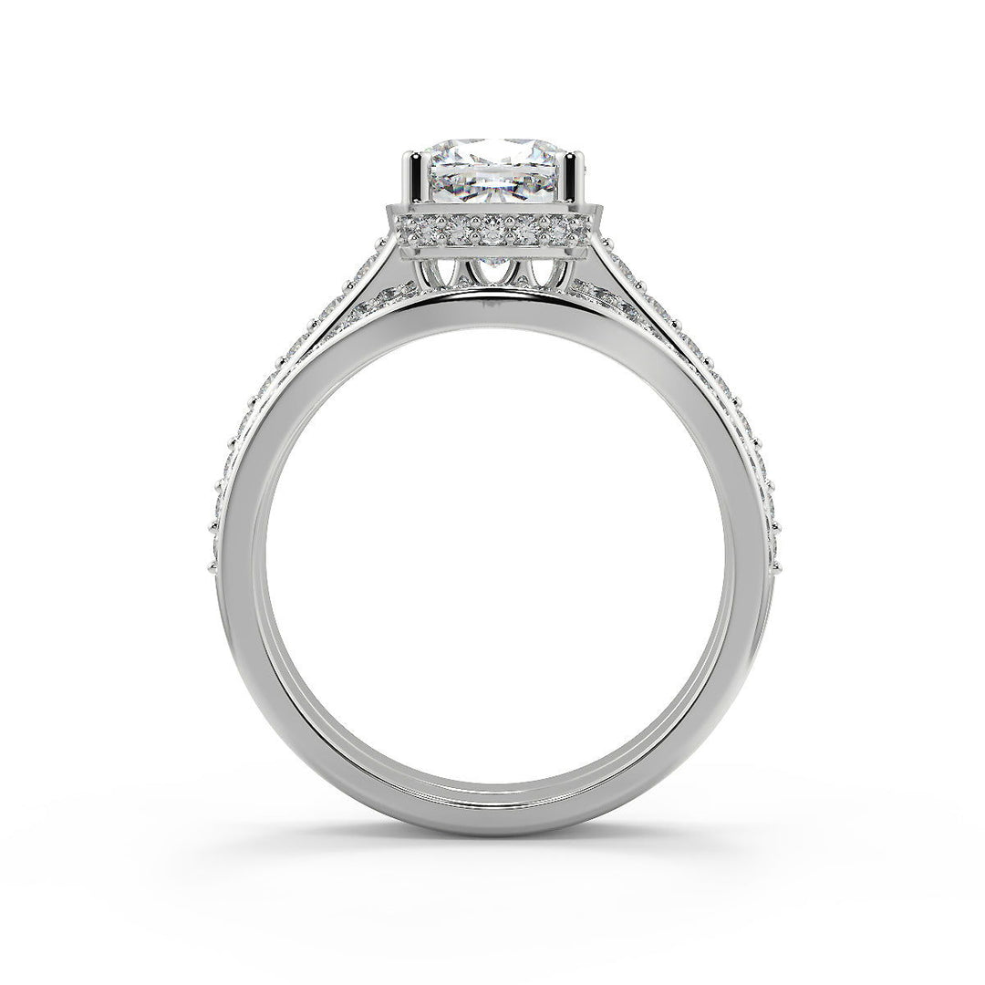 Tara Pave 4 Prong Crown Basket Cushion Cut Diamond Ring - Nivetta