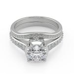 Load image into Gallery viewer, Tara Pave 4 Prong Crown Basket Cushion Cut Diamond Ring - Nivetta
