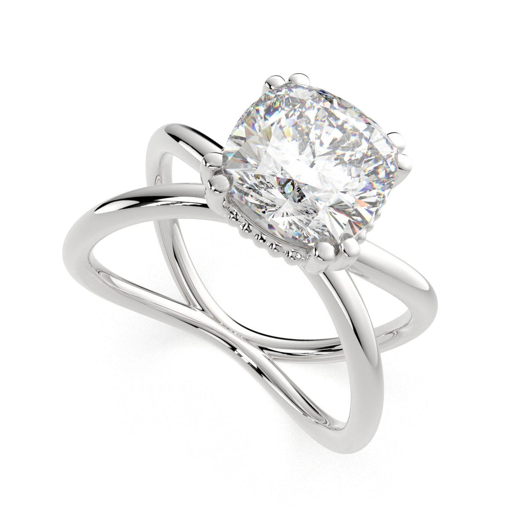 Tatiana Cushion Cut Solitaire Split Shank Engagement Ring Setting - Nivetta