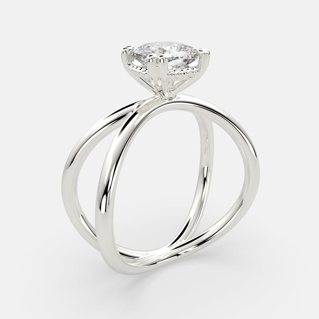 Tatiana Cushion Cut Solitaire Split Shank Engagement Ring Setting - Nivetta