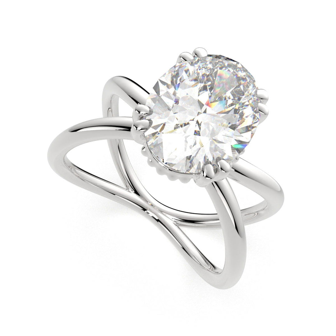 Tatiana Oval Cut Solitaire Split Shank Engagement Ring Setting - Nivetta
