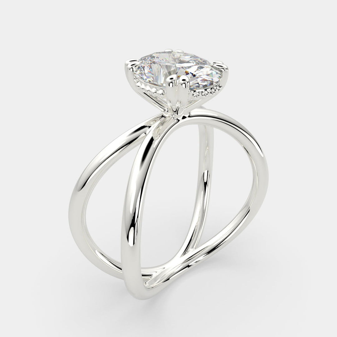 Tatiana Oval Cut Solitaire Split Shank Engagement Ring Setting - Nivetta