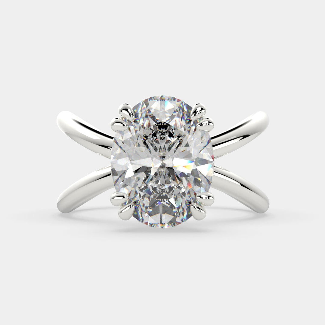 Tatiana Oval Cut Solitaire Split Shank Engagement Ring Setting - Nivetta