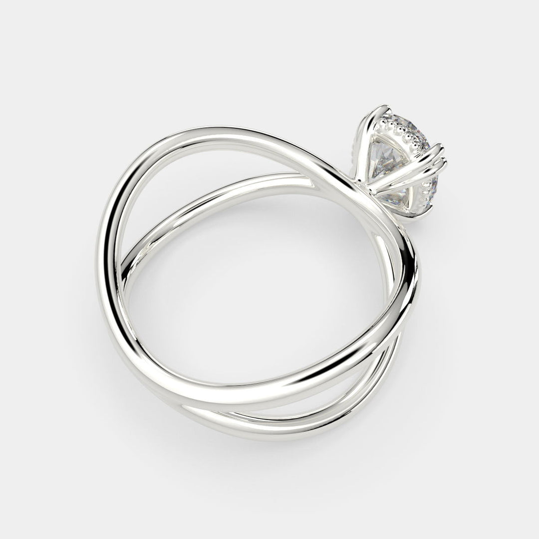 Tatiana Oval Cut Solitaire Split Shank Engagement Ring Setting - Nivetta