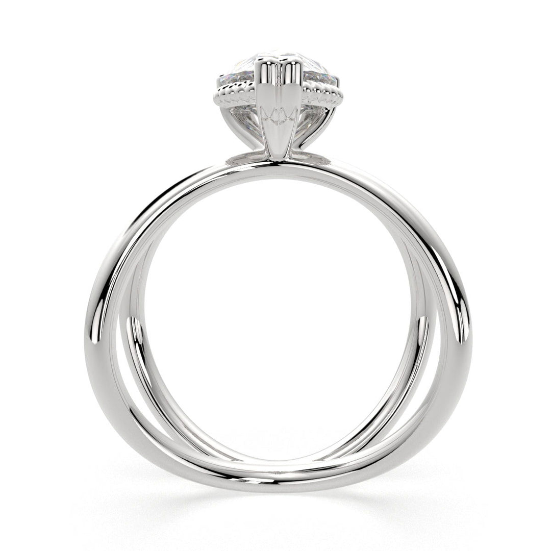 Tatiana Pear Cut Solitaire Split Shank Engagement Ring Setting - Nivetta