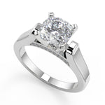 Load image into Gallery viewer, Teresa 4 Prong Cathedral Solitaire Cushion Cut Engagement Ring - Nivetta
