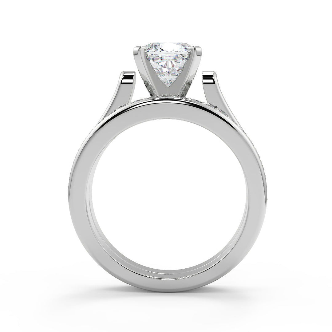 Teresa 4 Prong Cathedral Solitaire Cushion Cut Engagement Ring - Nivetta