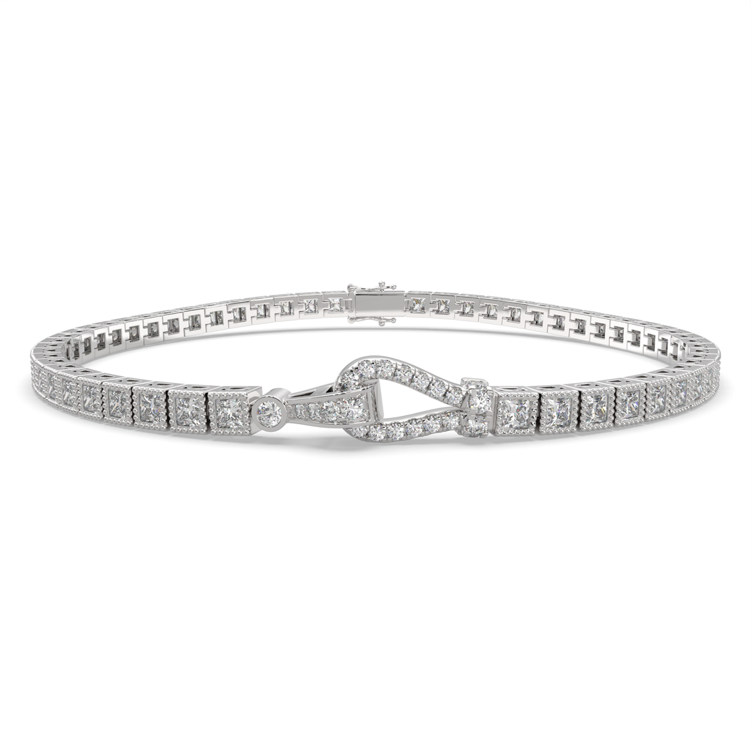 Thisbe Princess Cut Diamond Tennis Bracelet Buckle Clasp (2 ctw) - Nivetta