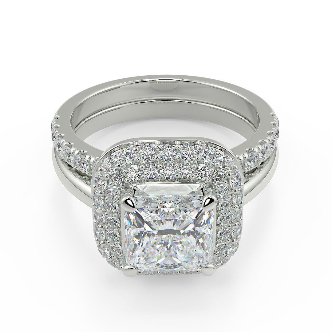Tianna Double Halo Princess Cut Diamond Engagement Ring - Nivetta