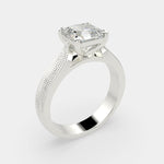 Load image into Gallery viewer, Valentina Emerald Cut Solitaire Tapered Milgrain Engagement Ring Setting - Nivetta
