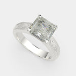 Load image into Gallery viewer, Valentina Emerald Cut Solitaire Tapered Milgrain Engagement Ring Setting - Nivetta
