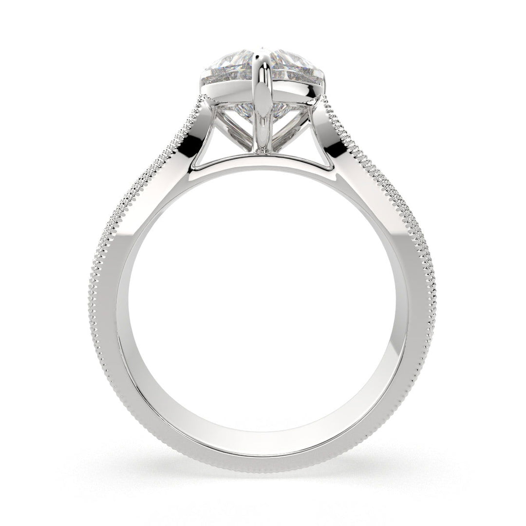 Valentina Heart Cut Solitaire Tapered Milgrain Engagement Ring Setting - Nivetta