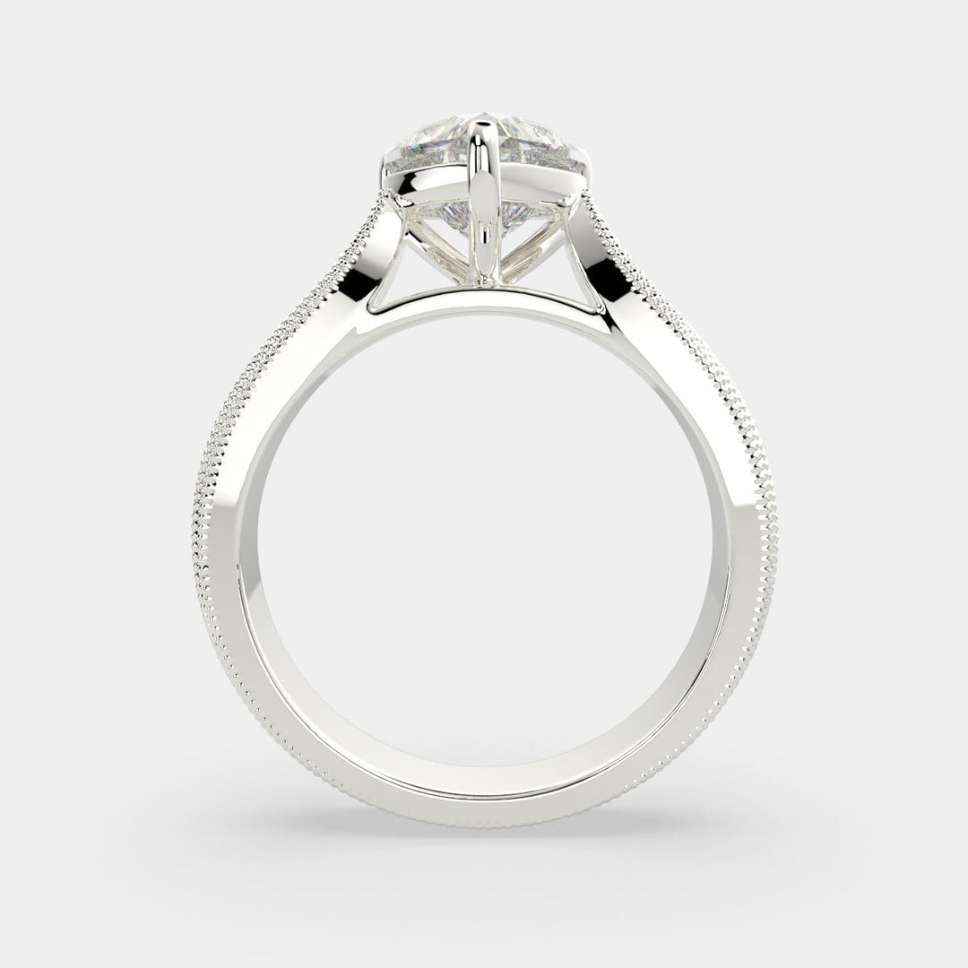 Valentina Heart Cut Solitaire Tapered Milgrain Engagement Ring Setting - Nivetta