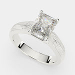 Load image into Gallery viewer, Valentina Radiant Cut Solitaire Tapered Milgrain Engagement Ring Setting - Nivetta
