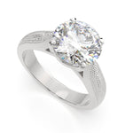 Load image into Gallery viewer, Valentina Round Cut Solitaire Tapered Milgrain Engagement Ring Setting - Nivetta
