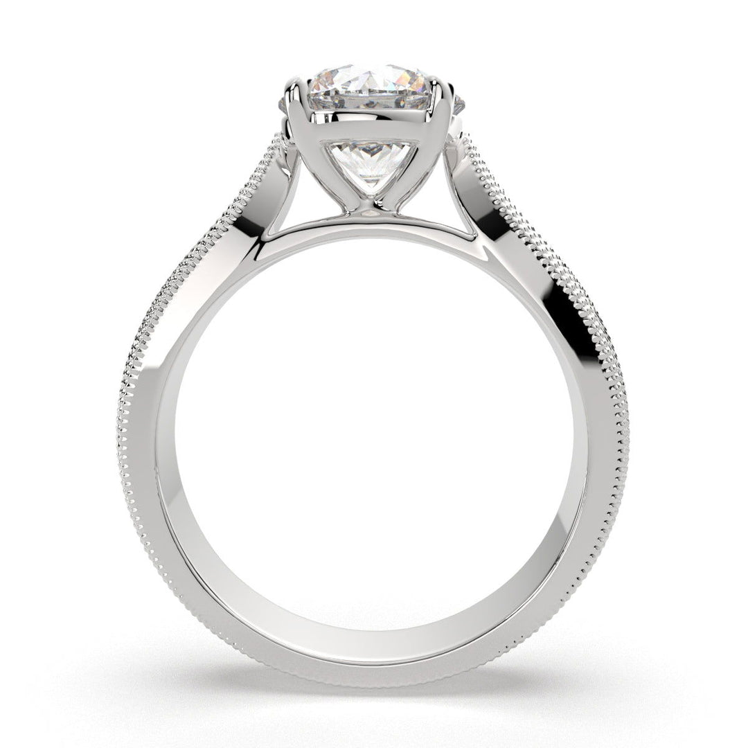 Valentina Round Cut Solitaire Tapered Milgrain Engagement Ring Setting - Nivetta