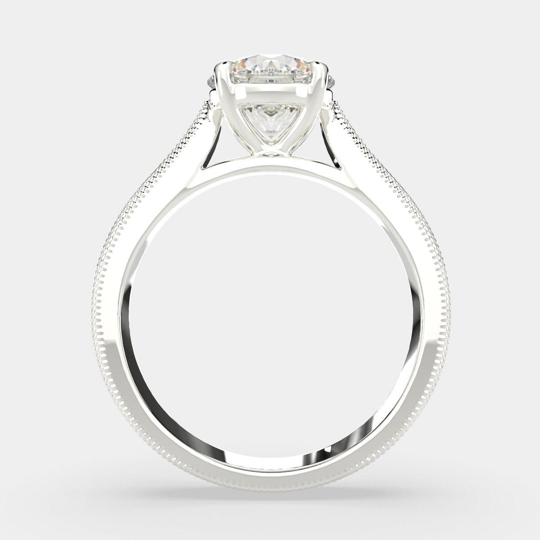 Valentina Round Cut Solitaire Tapered Milgrain Engagement Ring Setting - Nivetta