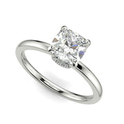 Valeria Cushion Cut Hidden Halo Solitaire 4 Prong Claw Set Engagement Ring Setting - Nivetta