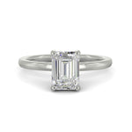 Load image into Gallery viewer, Valeria Emerald Cut Hidden Halo Solitaire 4 Prong Claw Set Engagement Ring Setting - Nivetta
