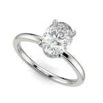 Load image into Gallery viewer, Valeria Oval Cut Hidden Halo Solitaire 4 Prong Claw Set Engagement Ring Setting - Nivetta
