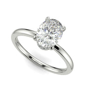 Valeria Oval Cut Hidden Halo Solitaire 4 Prong Claw Set Engagement Ring Setting - Nivetta