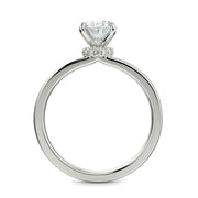 Valeria Oval Cut Hidden Halo Solitaire 4 Prong Claw Set Engagement Ring Setting - Nivetta