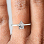 Load image into Gallery viewer, Valeria Pear Cut Hidden Halo Solitaire 4 Prong Claw Set Engagement Ring Setting - Nivetta
