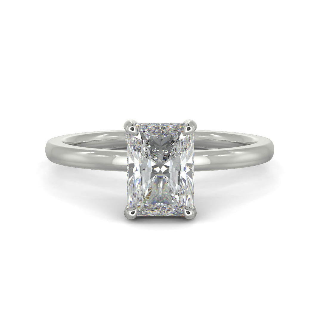 Valeria Radiant Cut Hidden Halo Solitaire 4 Prong Claw Set Engagement Ring Setting - Nivetta