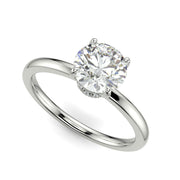 Valeria Round Cut Hidden Halo Solitaire 4 Prong Claw Set Engagement Ring Setting - Nivetta