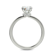 Valeria Round Cut Hidden Halo Solitaire 4 Prong Claw Set Engagement Ring Setting - Nivetta