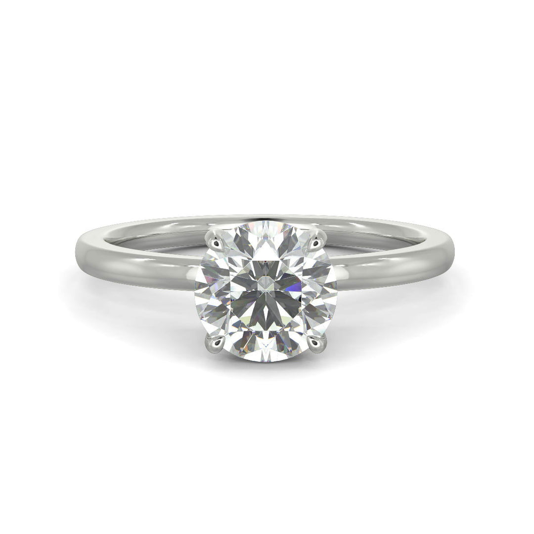 Valeria Round Cut Hidden Halo Solitaire 4 Prong Claw Set Engagement Ring Setting - Nivetta