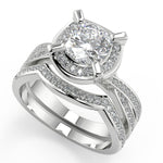 Load image into Gallery viewer, Valery Halo Pave 4 Prong Cushion Cut Diamond Engagement Ring - Nivetta
