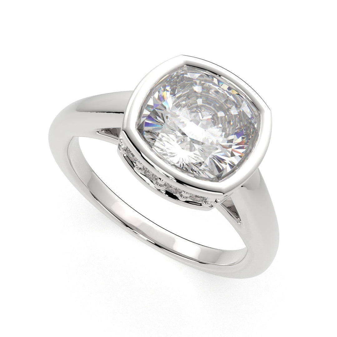 Xenia Cushion Cut Halo Pave Solitaire Engagement Ring Setting - Nivetta