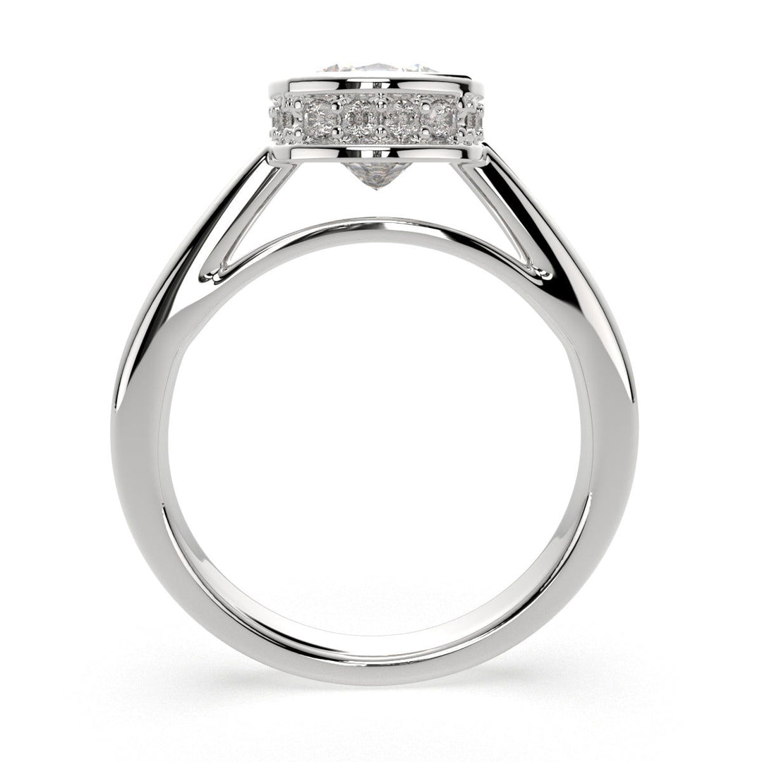 Xenia Cushion Cut Halo Pave Solitaire Engagement Ring Setting - Nivetta