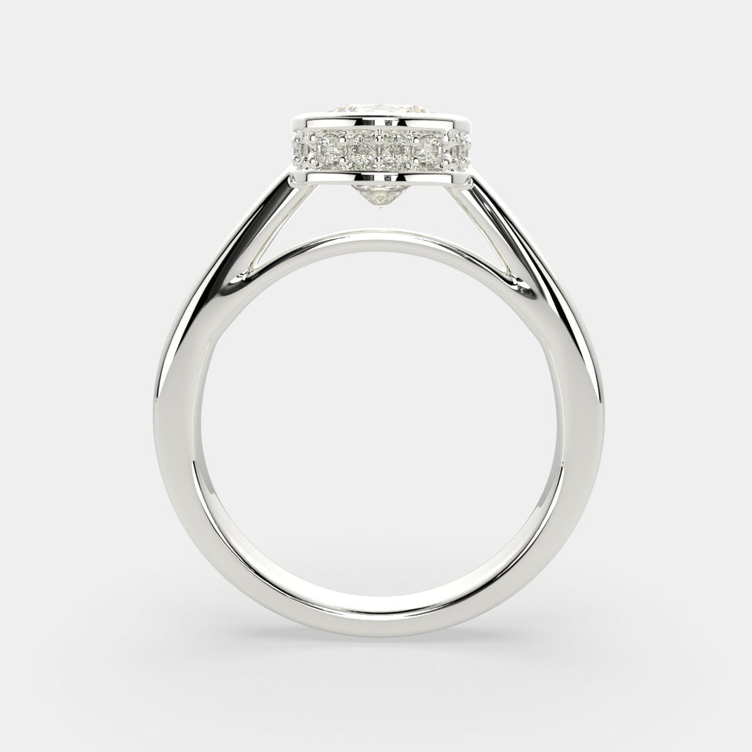 Xenia Cushion Cut Halo Pave Solitaire Engagement Ring Setting - Nivetta