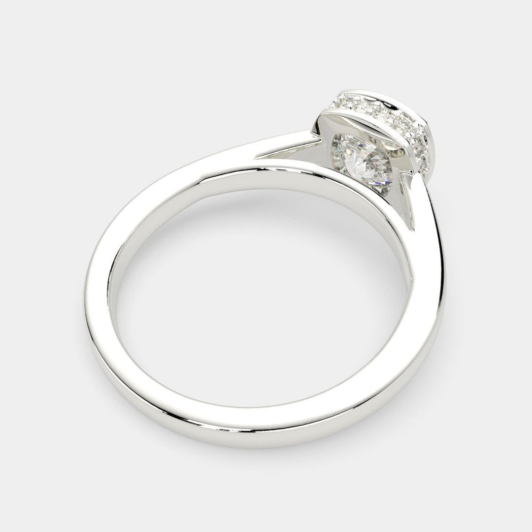 Xenia Cushion Cut Halo Pave Solitaire Engagement Ring Setting - Nivetta