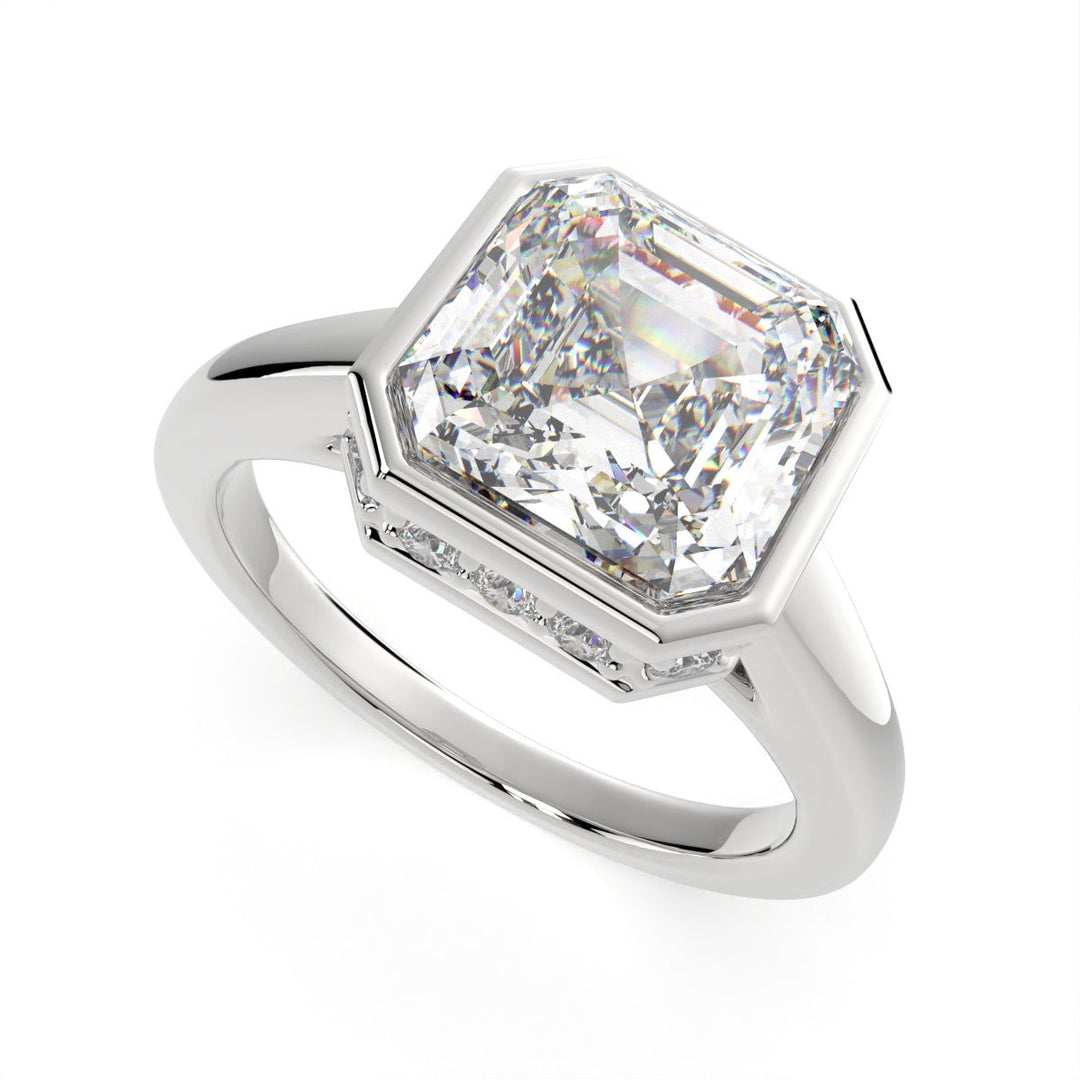 Xenia Emerald Cut Halo Pave Solitaire Engagement Ring Setting - Nivetta