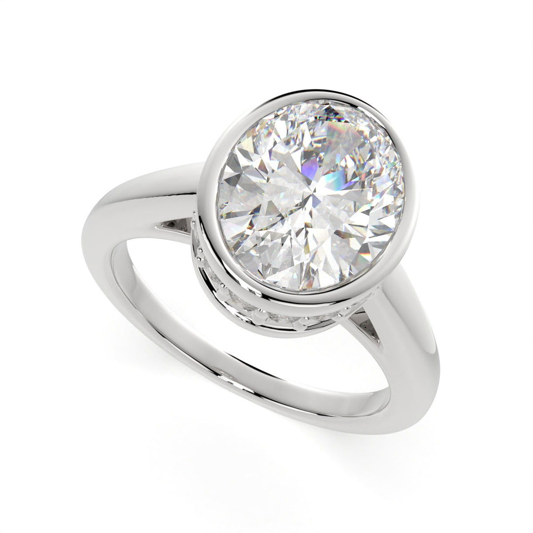 Xenia Oval Cut Halo Pave Solitaire Engagement Ring Setting - Nivetta