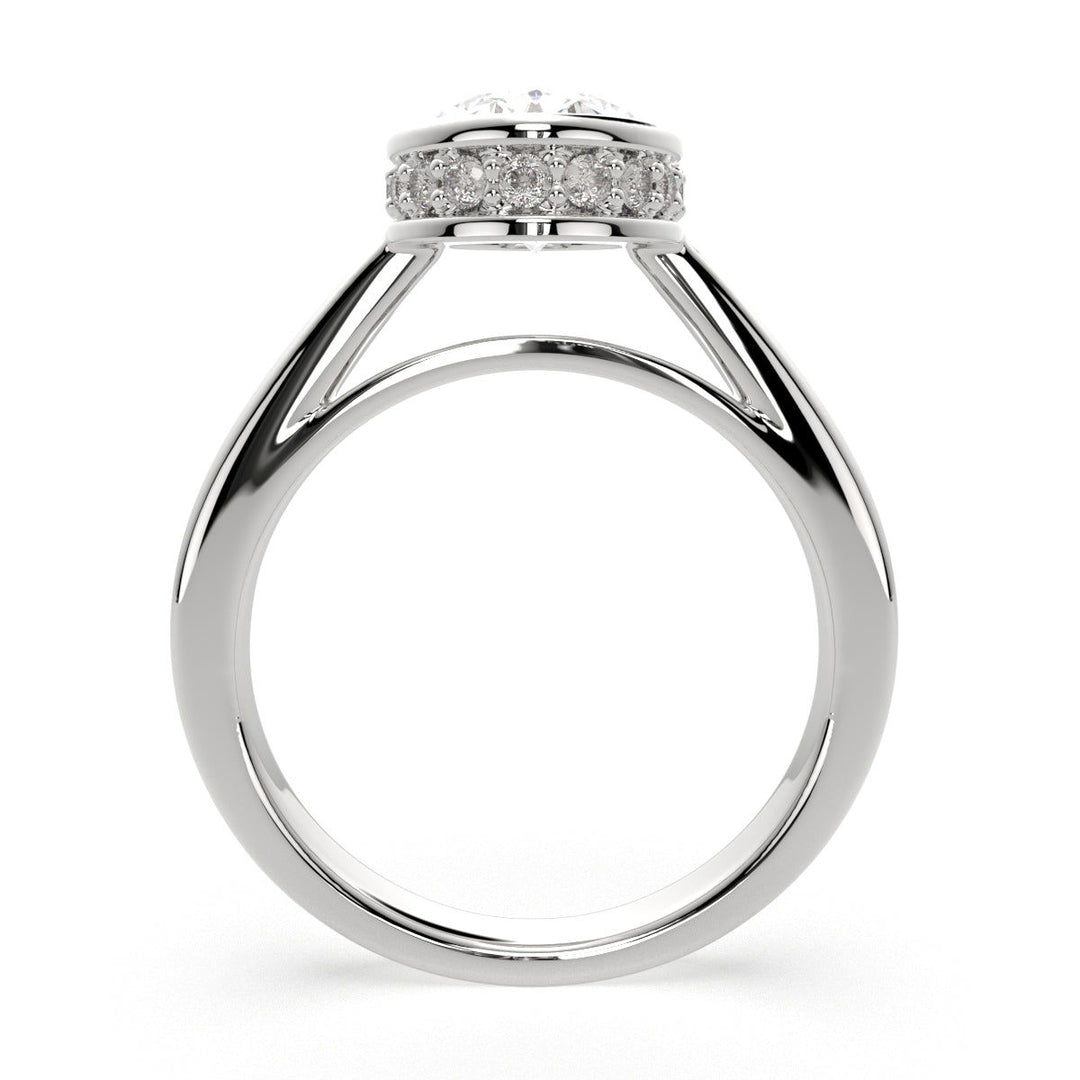 Xenia Oval Cut Halo Pave Solitaire Engagement Ring Setting - Nivetta