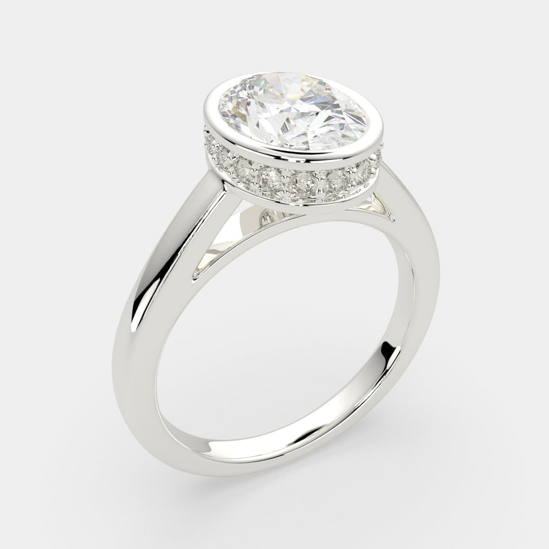 Xenia Oval Cut Halo Pave Solitaire Engagement Ring Setting - Nivetta