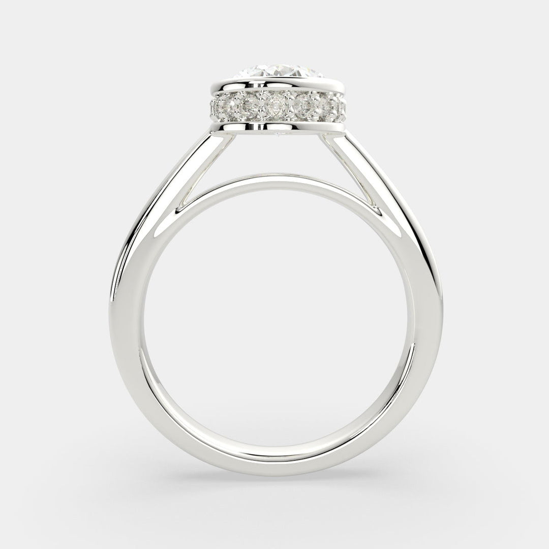 Xenia Oval Cut Halo Pave Solitaire Engagement Ring Setting - Nivetta