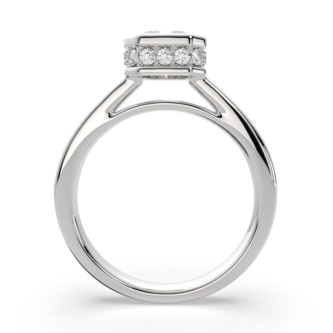 Xenia Radiant Cut Halo Pave Solitaire Engagement Ring Setting - Nivetta