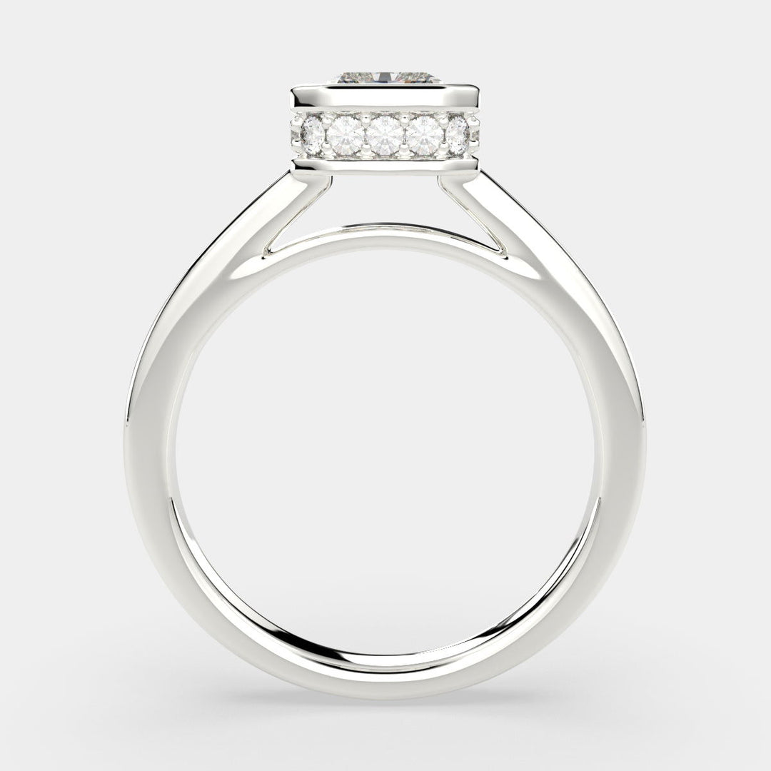 Xenia Radiant Cut Halo Pave Solitaire Engagement Ring Setting - Nivetta