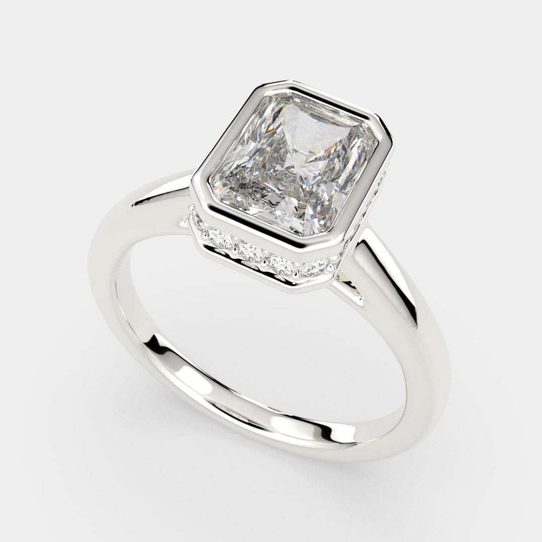 Xenia Radiant Cut Halo Pave Solitaire Engagement Ring Setting - Nivetta