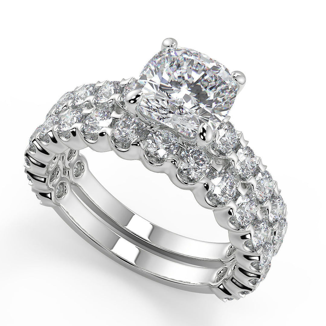 Xiomara Semi Bezel 4 Prong Cushion Cut Diamond Engagement Ring - Nivetta